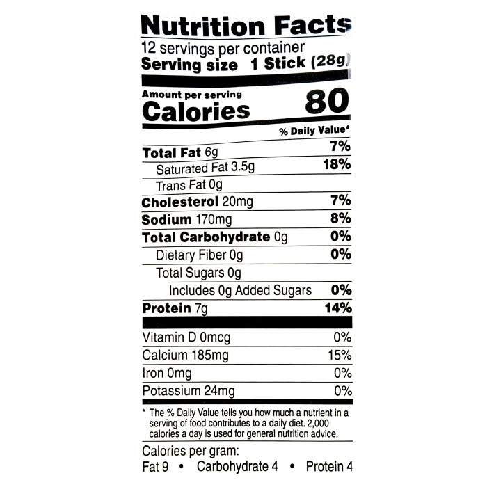 Mozzarella string cheese nutrition facts