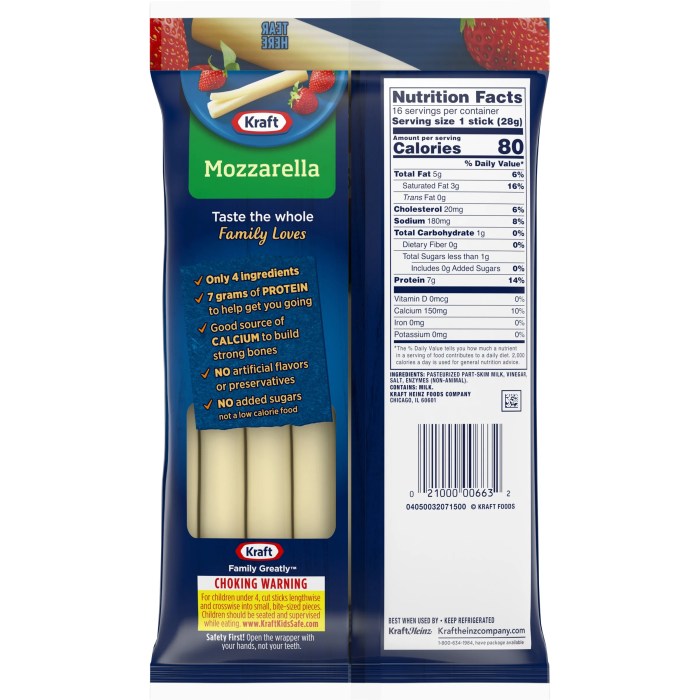 Mozzarella string cheese nutrition facts